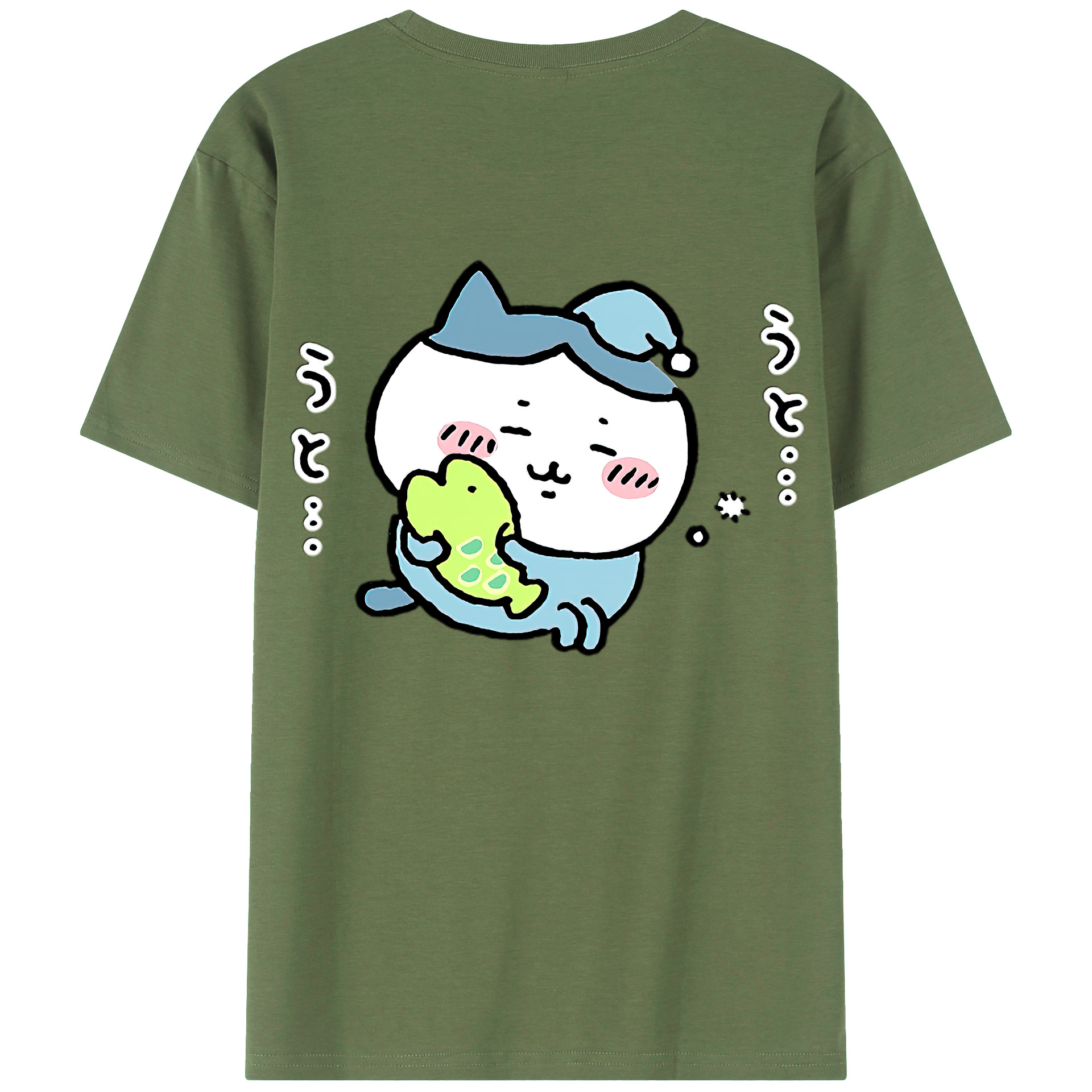 （画像用） ちいかわ ハチワレ Chii-kawa hachiware 綿100％ メンズ半袖Tシャツ（バックプリント） 通気性